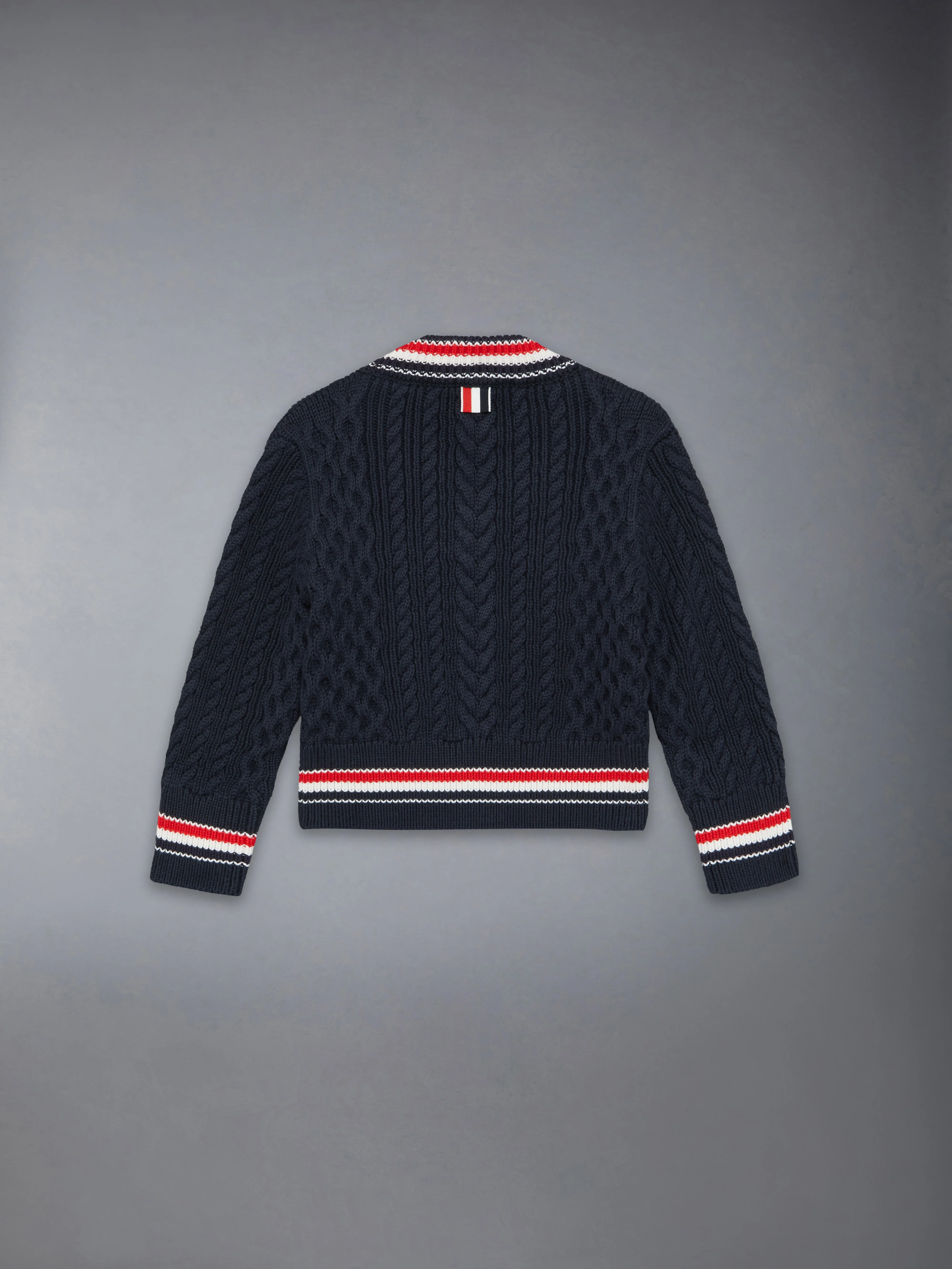 ARAN CABLE RWB CRICKET STRIPE PULLOVER - Image 2