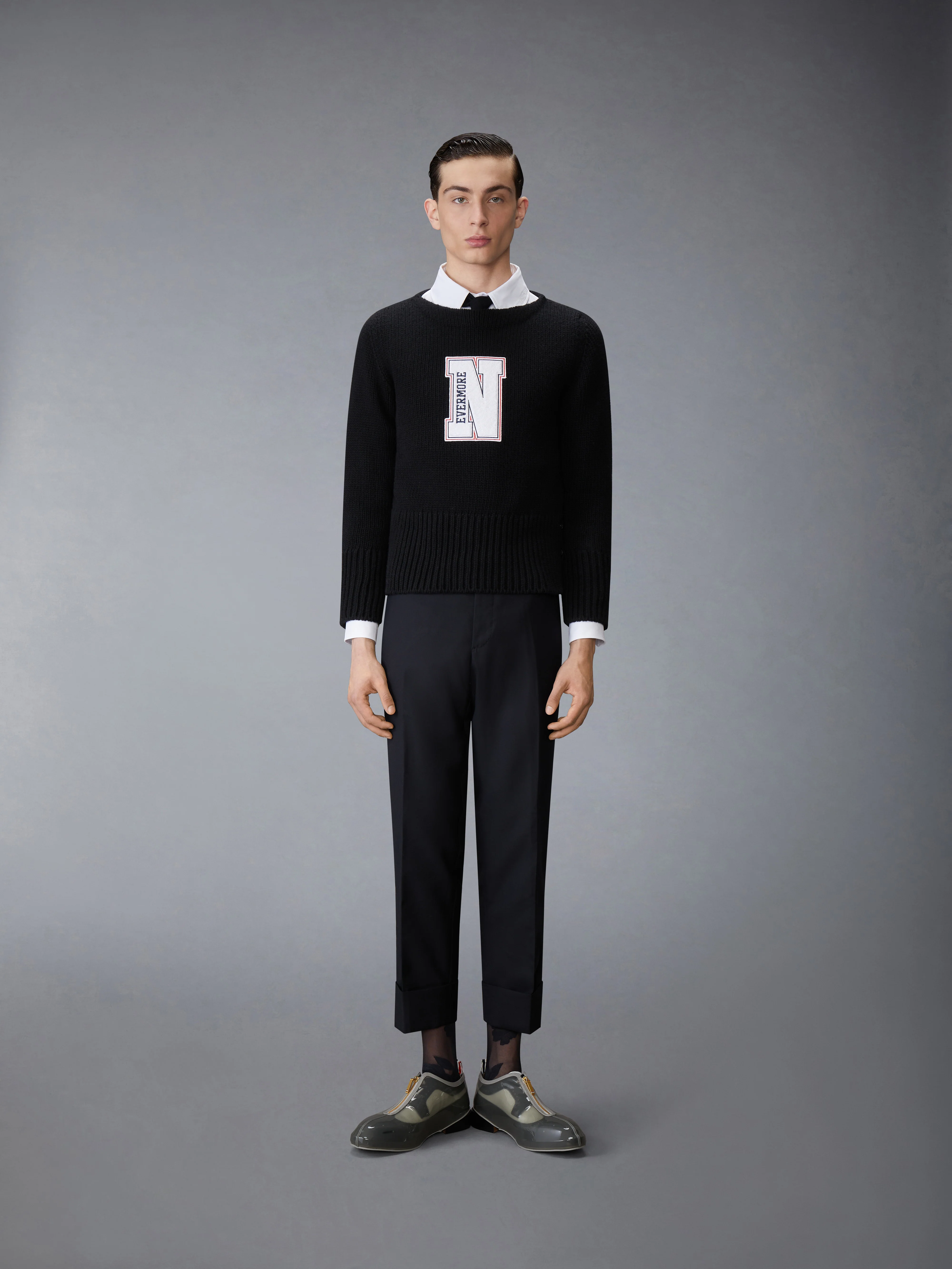 CHUNKY MERINO WOOL NEVERMORE PATCH BOAT NECK PULLOVER - Image 3