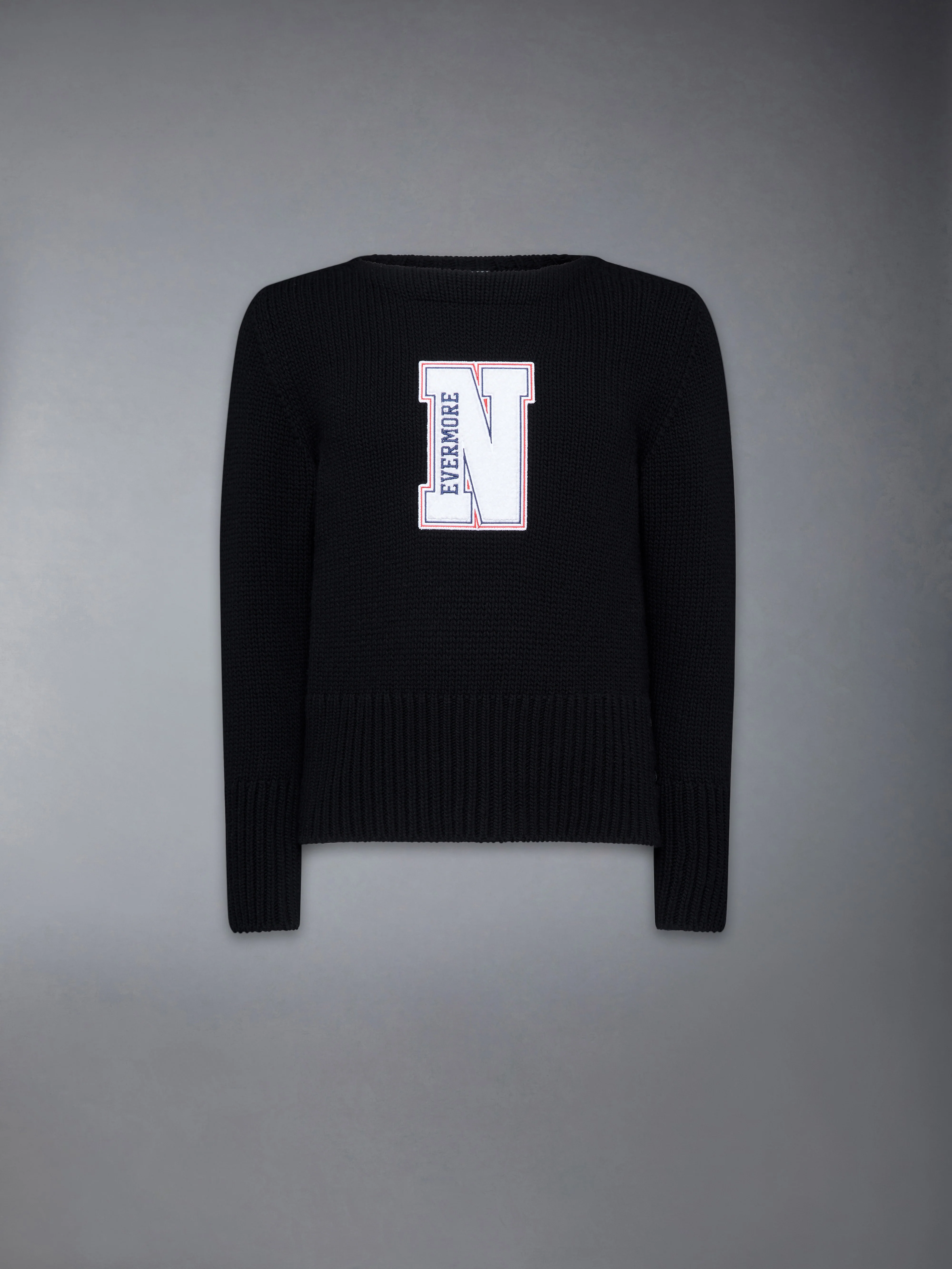 CHUNKY MERINO WOOL NEVERMORE PATCH BOAT NECK PULLOVER - Image 7