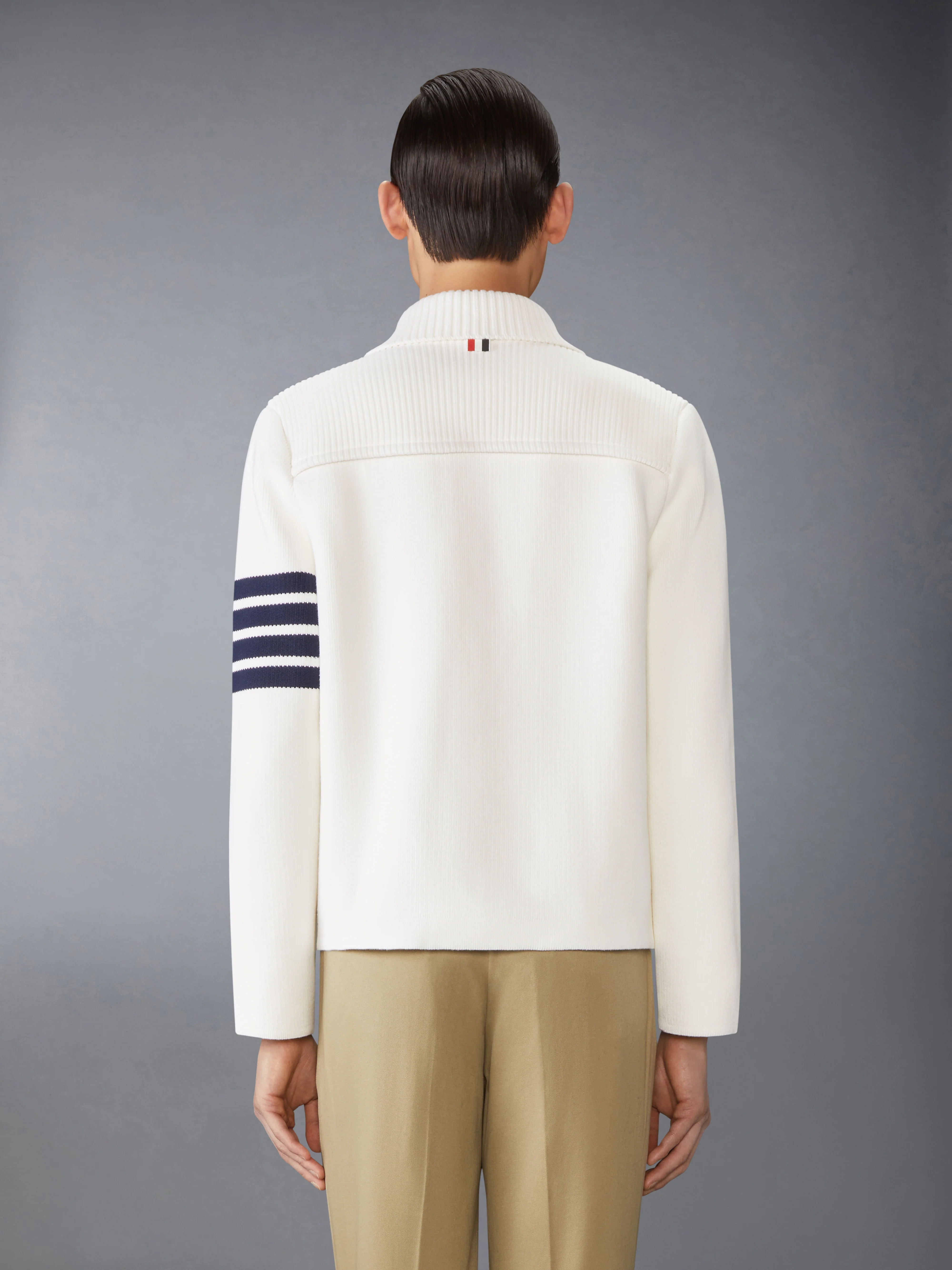 COTTON CASHMERE INTERLOCK 4-BAR POLO COLLAR JACKET - Image 2