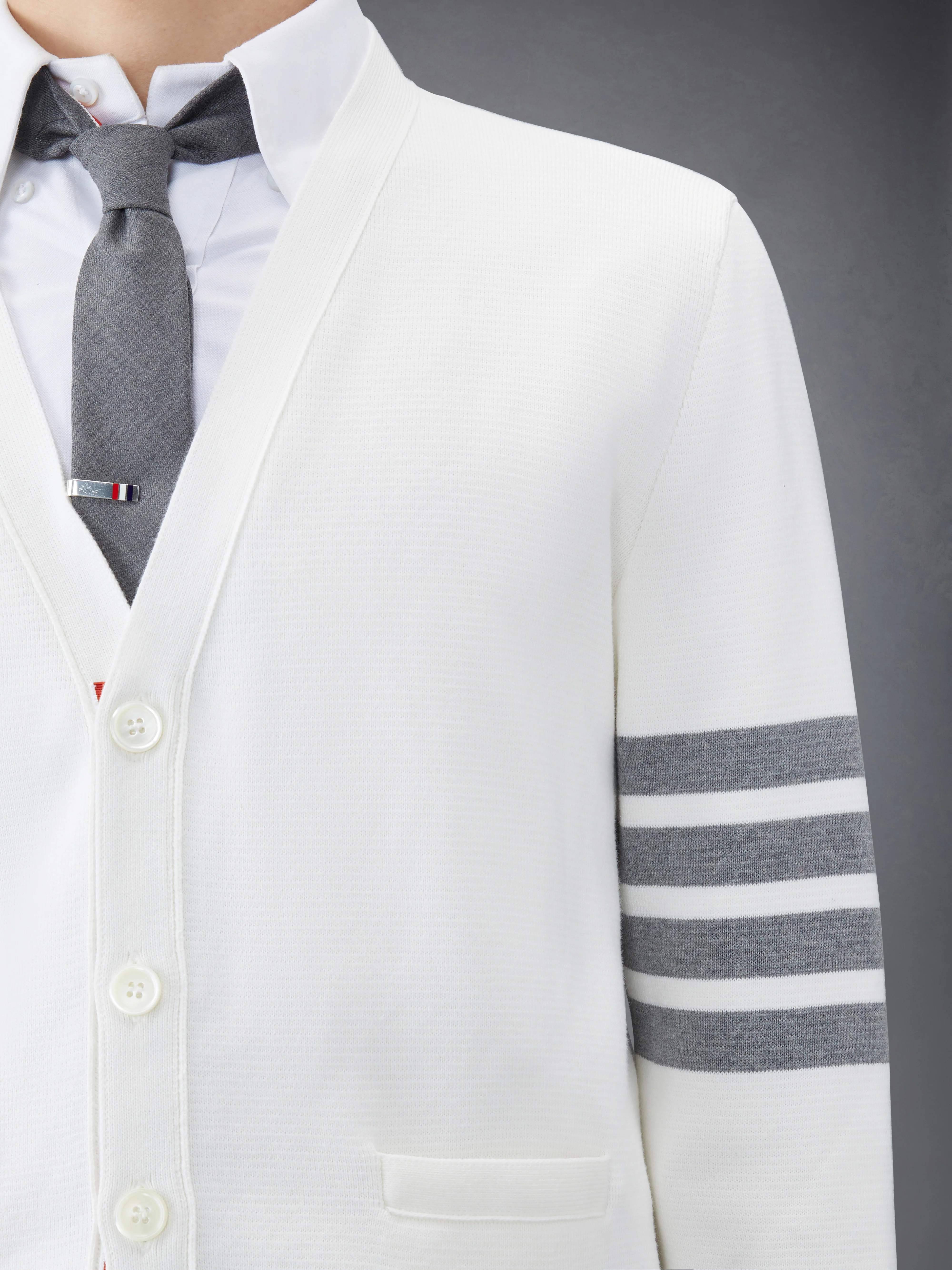 COTTON CREPE 4-BAR MILANO STITCH CARDIGAN - Image 6