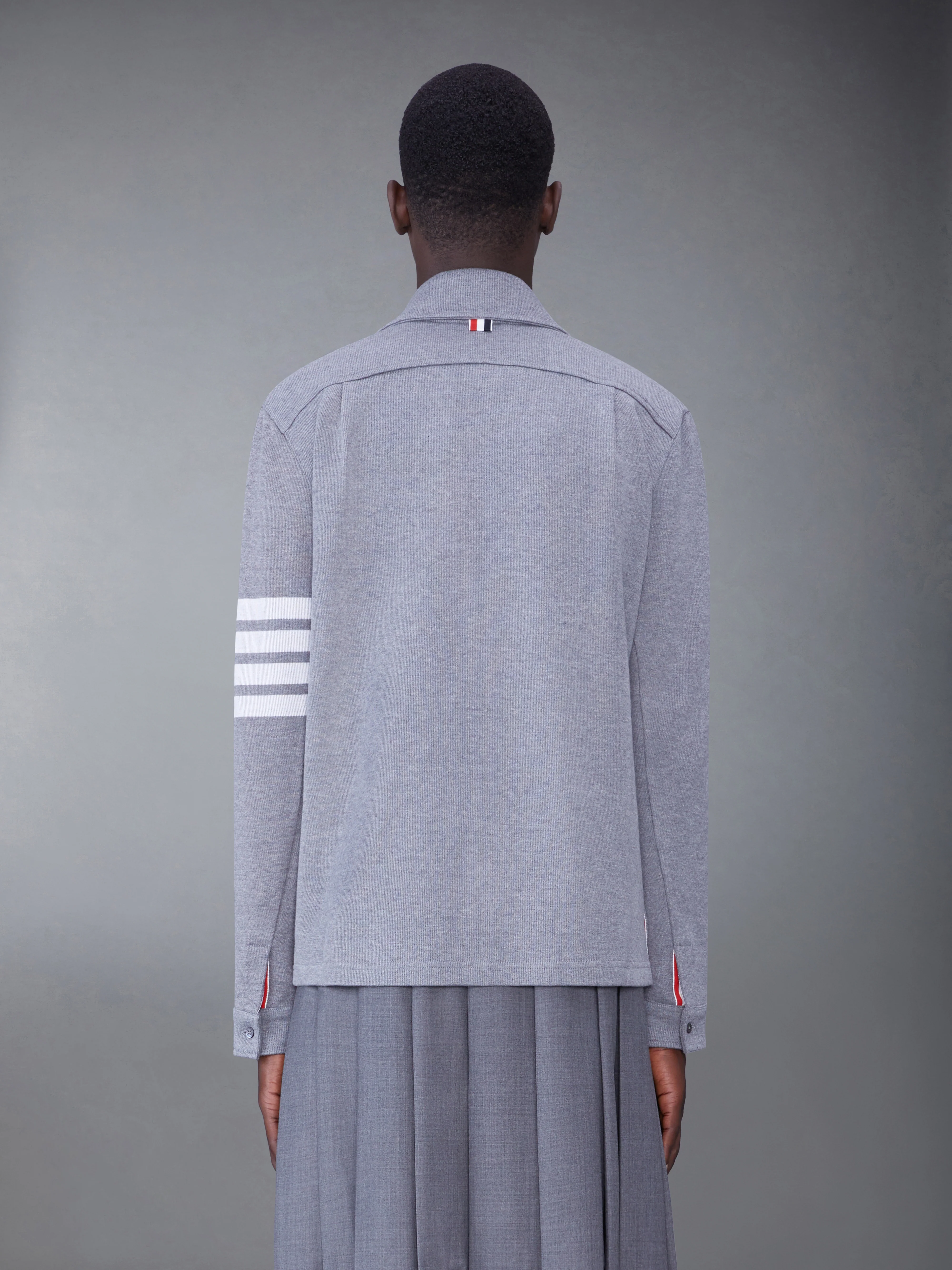 COTTON DOUBLE FACE KNIT 4-BAR SHIRT JACKET - Image 2