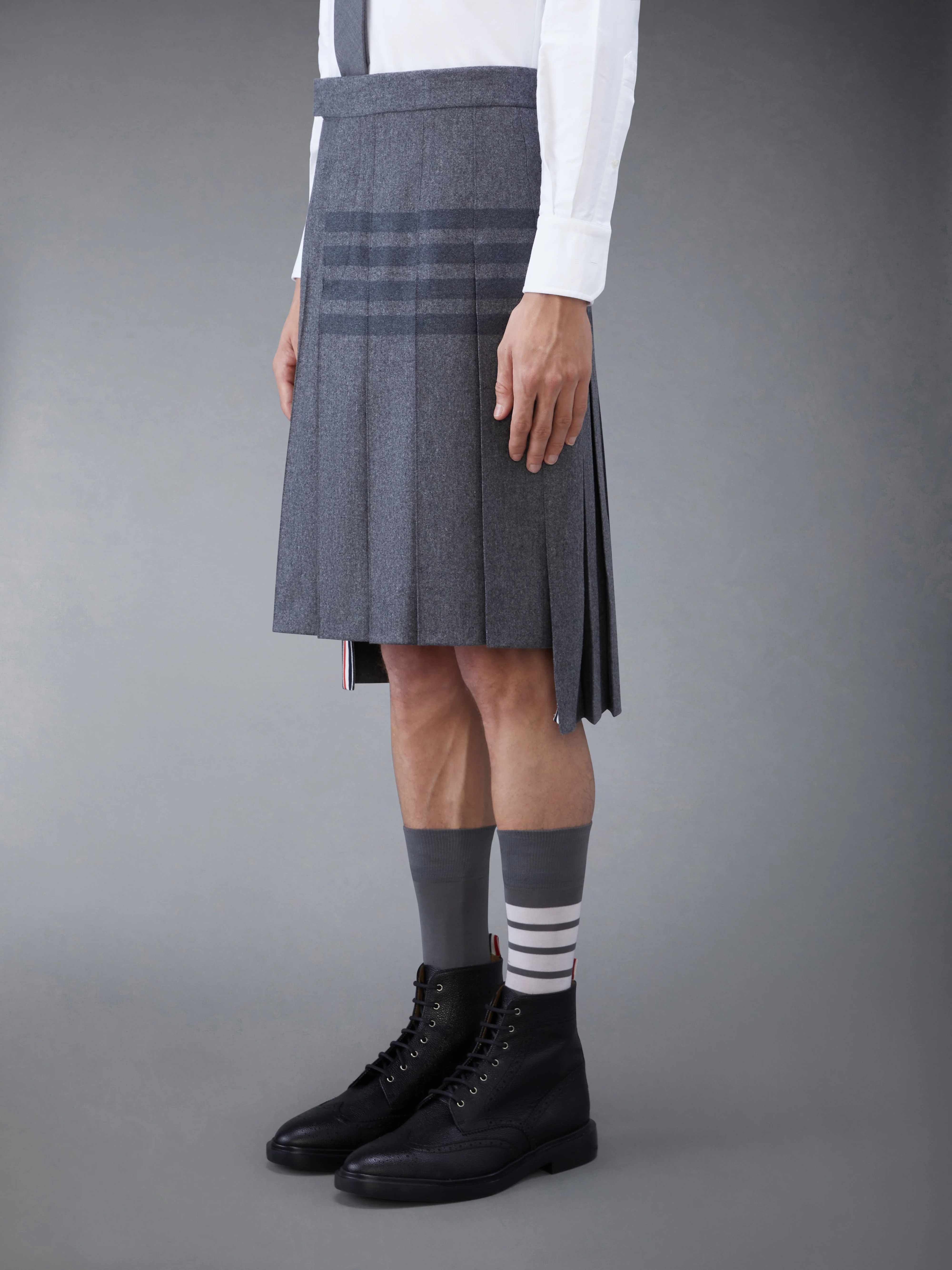 FLANNEL 4-BAR CLASSIC MIDI PLEATED SKIRT - Image 3