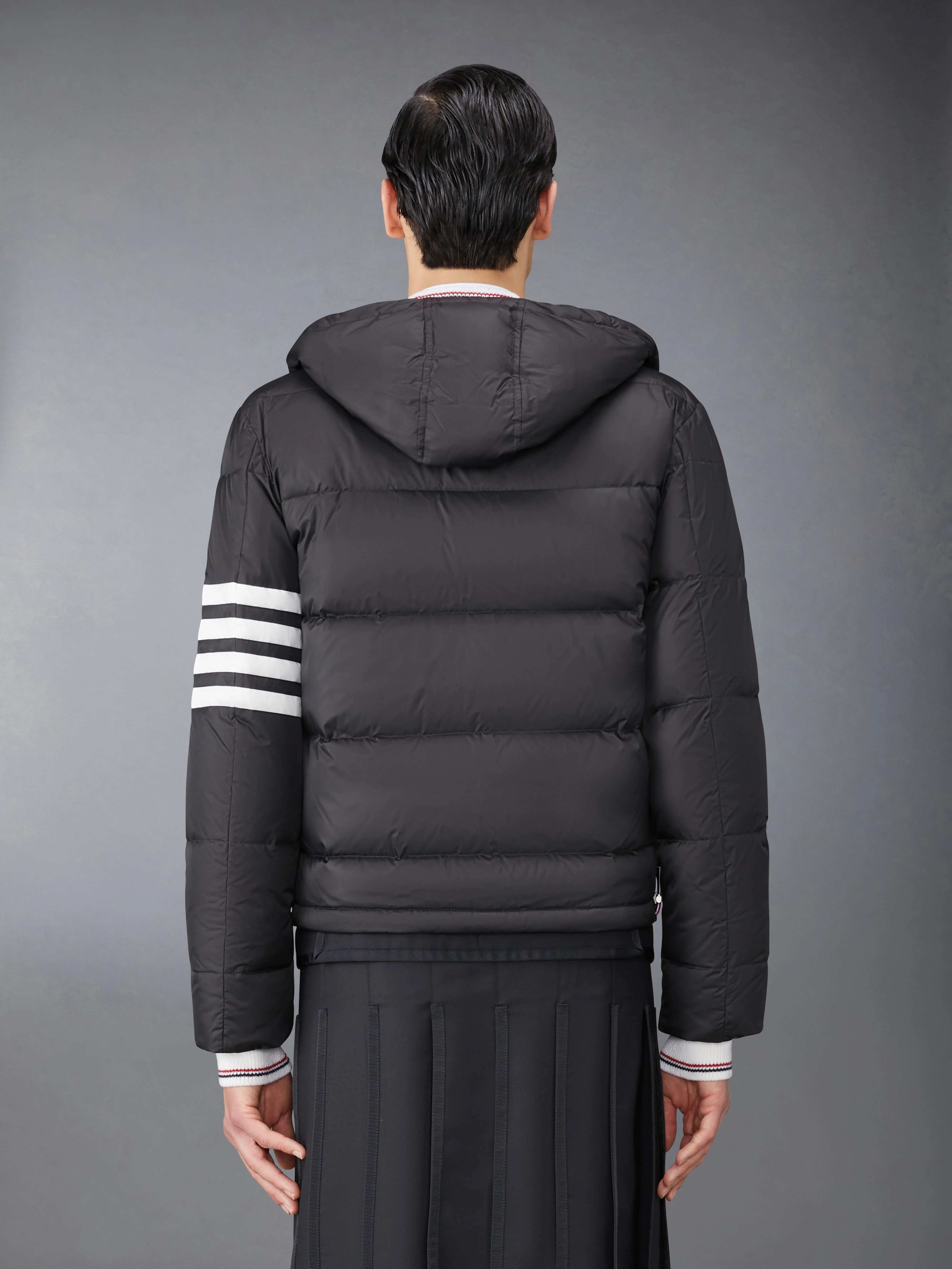 MATTE FINISH NYLON DOWN FILL 4-BAR DETACHABLE HOOD BOMBER - Image 2