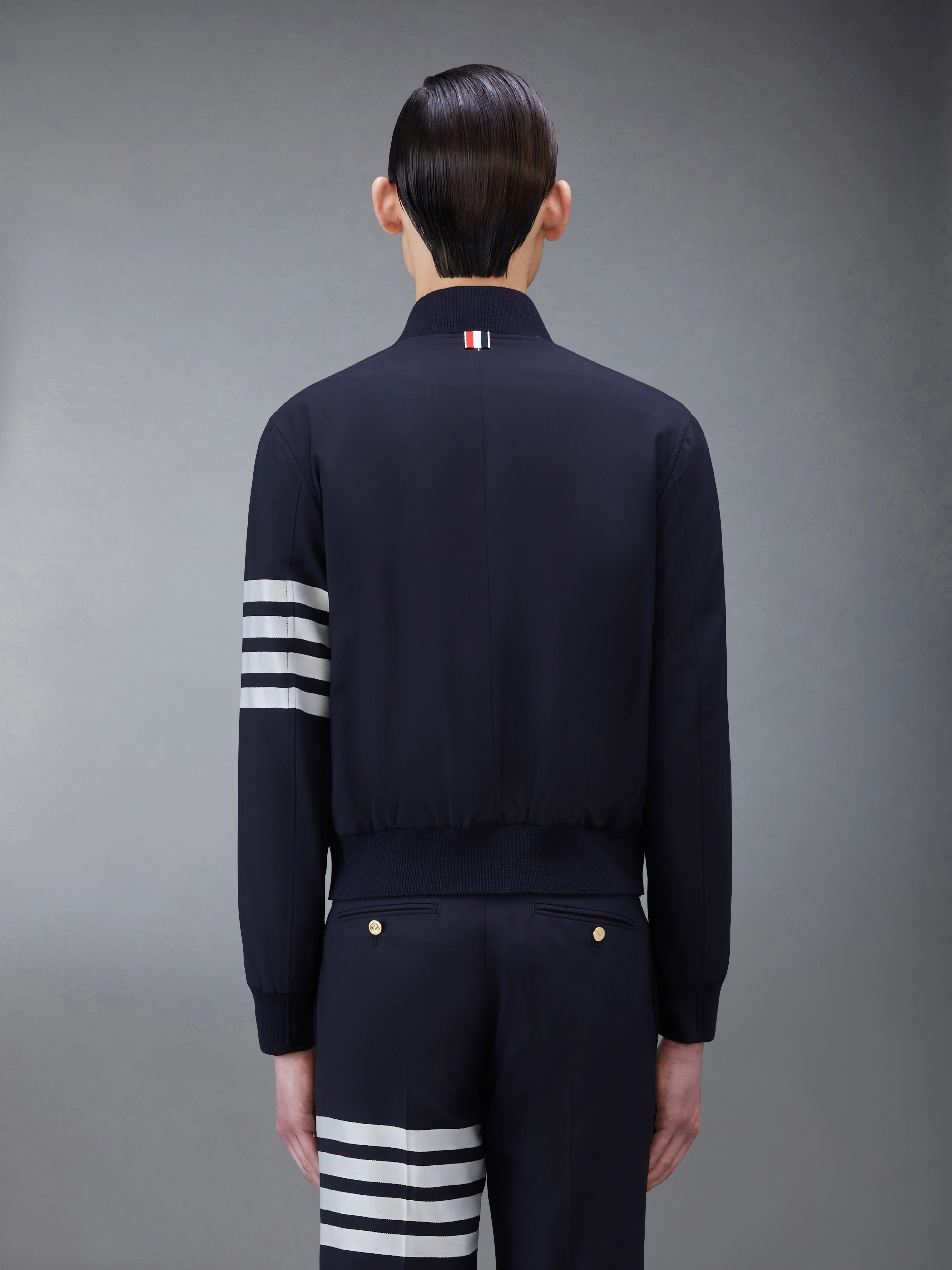 PLAIN WEAVE 4-BAR KINT RIB BLOUSON - Image 2