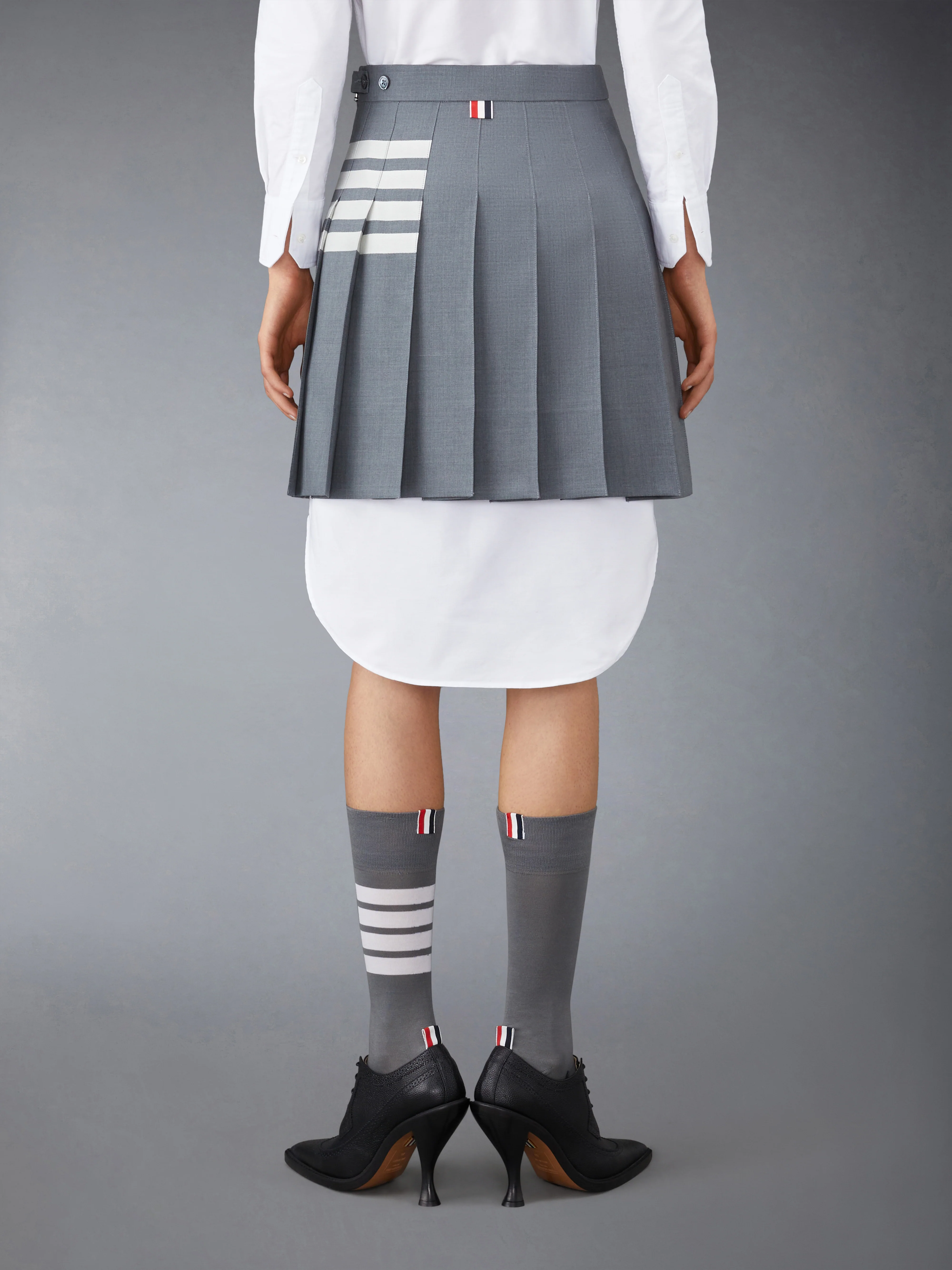 PLAIN WEAVE 4-BAR MINI PLEATED SKIRT - Image 3