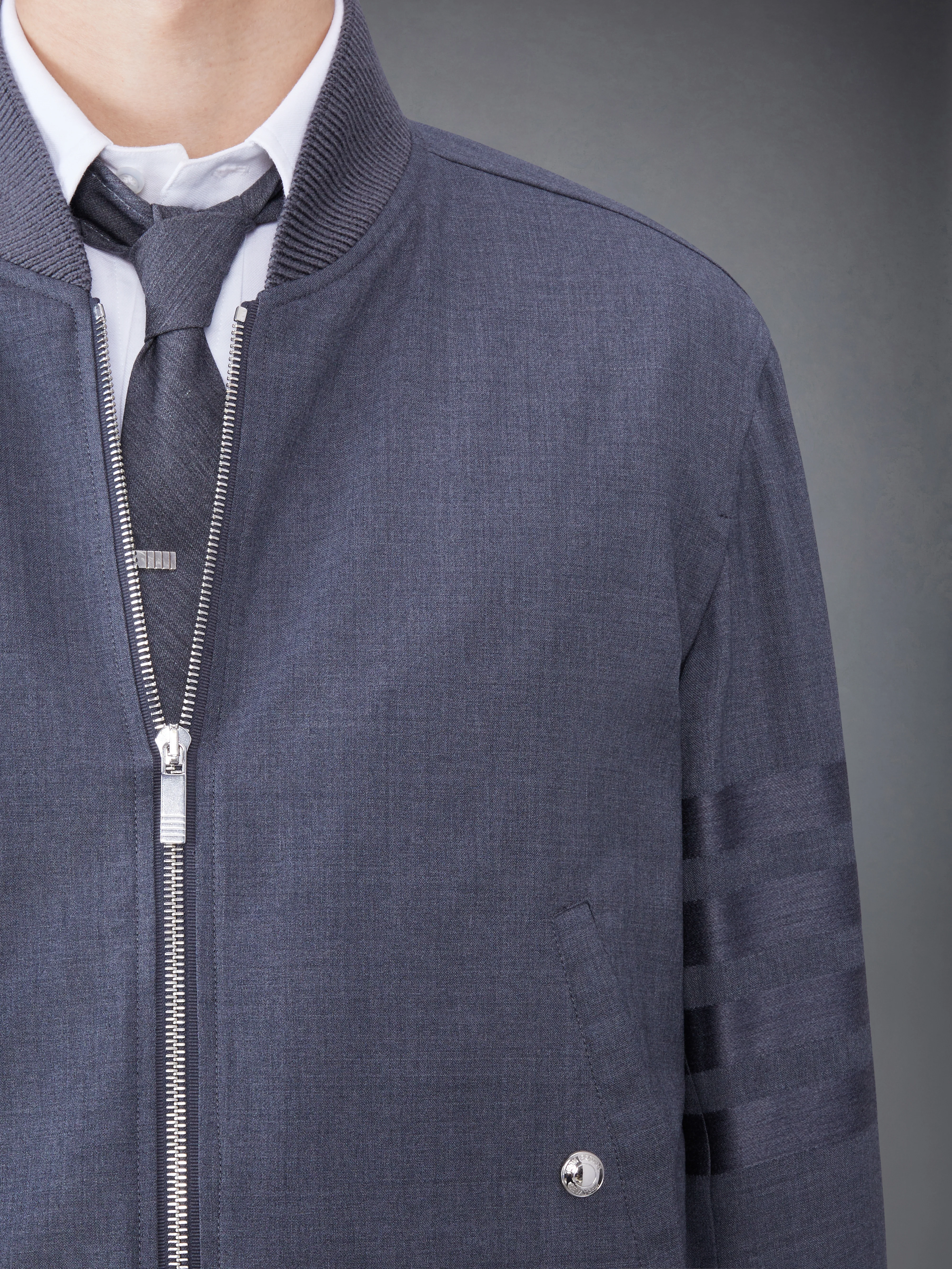 PLAIN WEAVE SUITING 4-BAR BLOUSON JACKET - Image 6