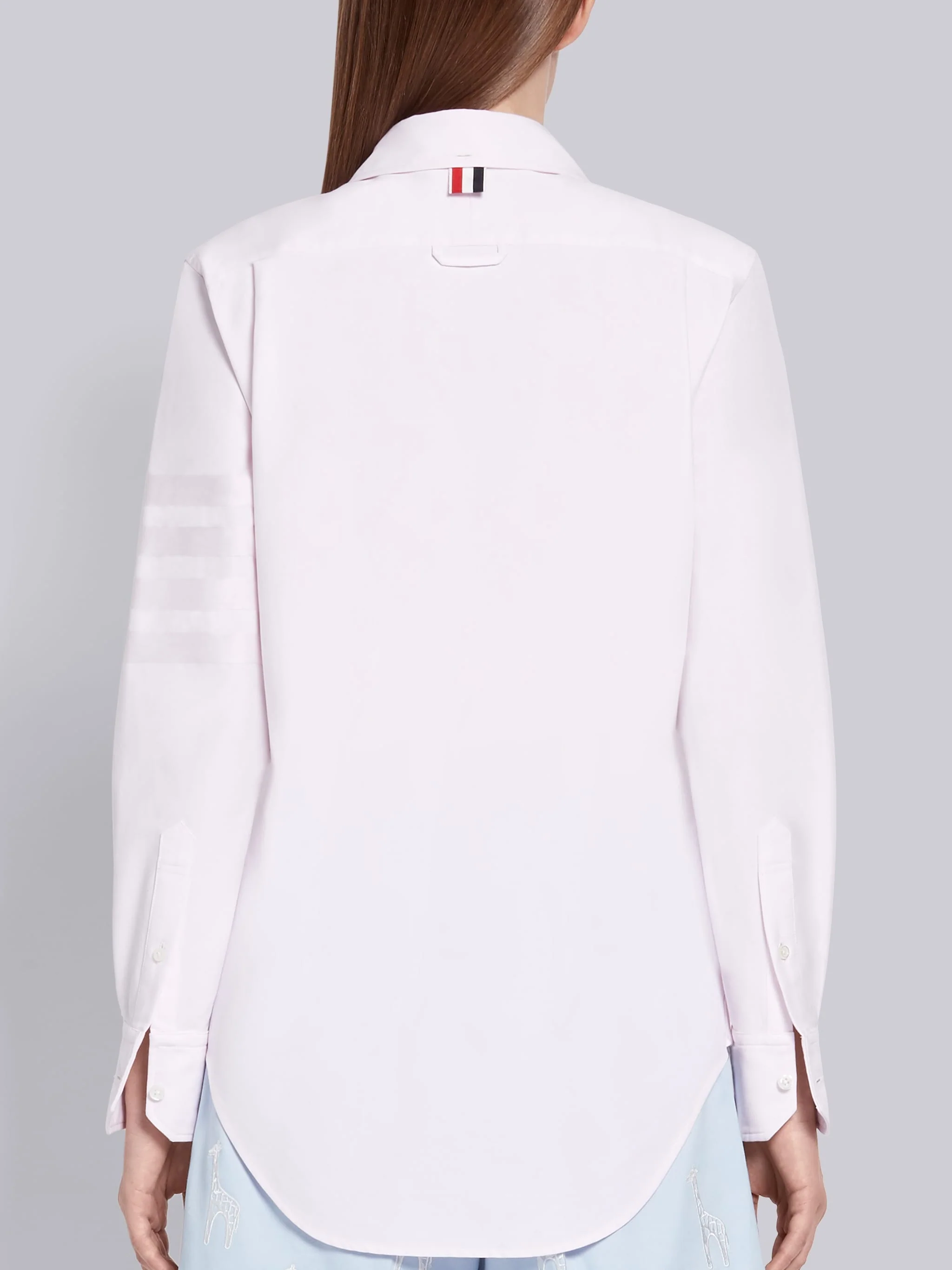 SUPIMA COTTON OXFORD SATIN WEAVE 4-BAR LONG SLEEVE ROUND COLLAR SHIRT - Image 4