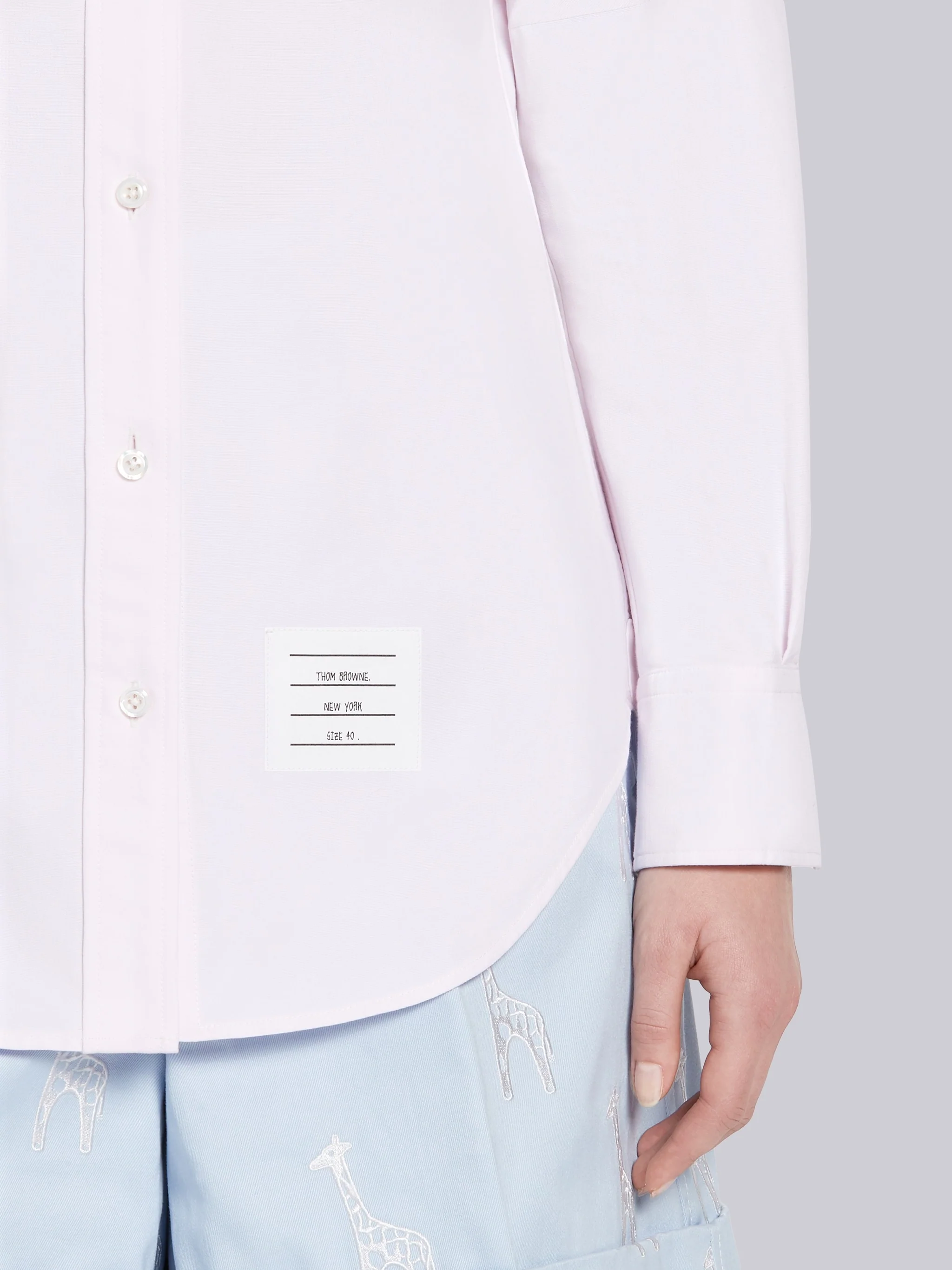 SUPIMA COTTON OXFORD SATIN WEAVE 4-BAR LONG SLEEVE ROUND COLLAR SHIRT - Image 6