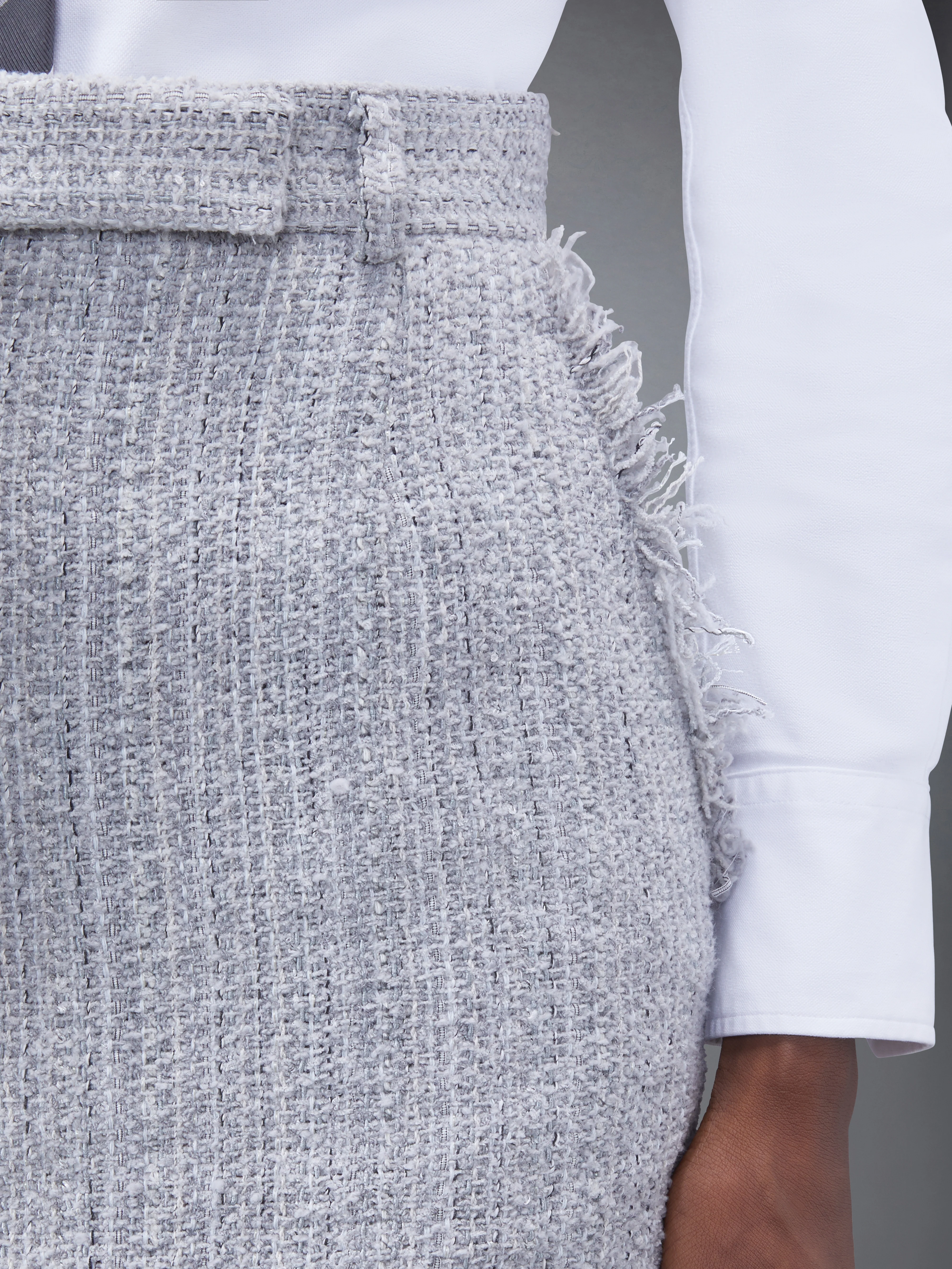 TWEED FRAY HIGH WAIST MINI SKIRT - Image 6